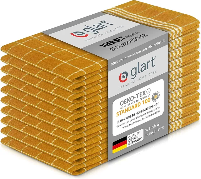 glart-geschirrt-cher-geschirrtuch-10er-set-50x70-gelb-baumwolle image 1