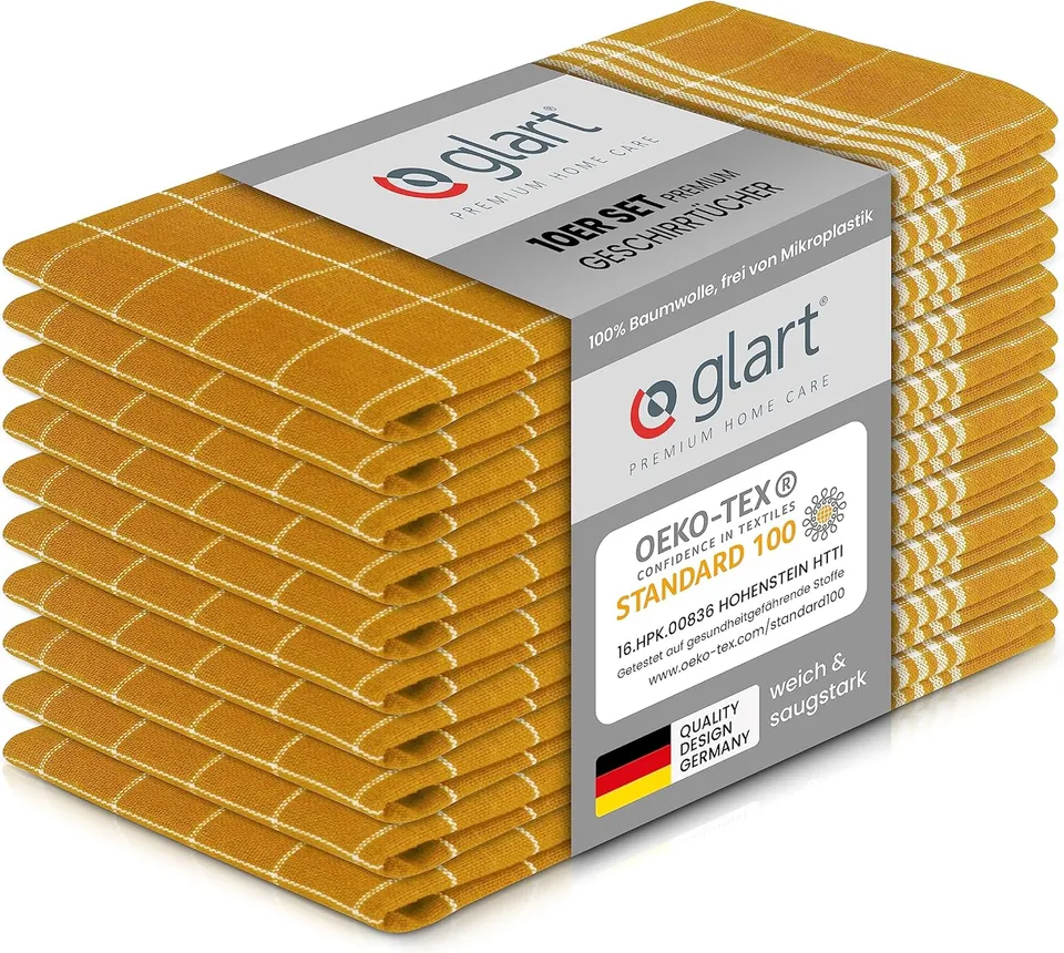 glart-geschirrt-cher-geschirrtuch-10er-set-50x70-gelb-baumwolle image 1