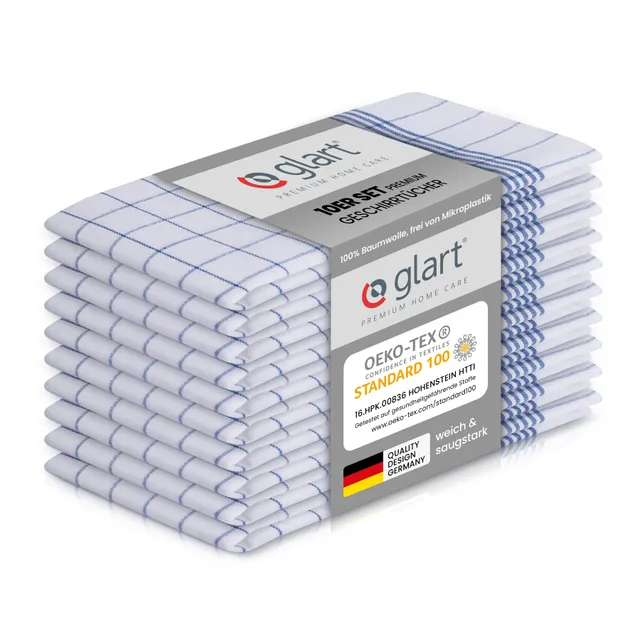glart-geschirrt-cher-50x70-cm-10er-set-blau-karo-baumwolle image 1