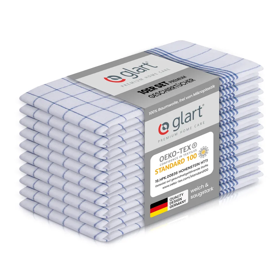 glart-geschirrt-cher-50x70-cm-10er-set-blau-karo-baumwolle image 1
