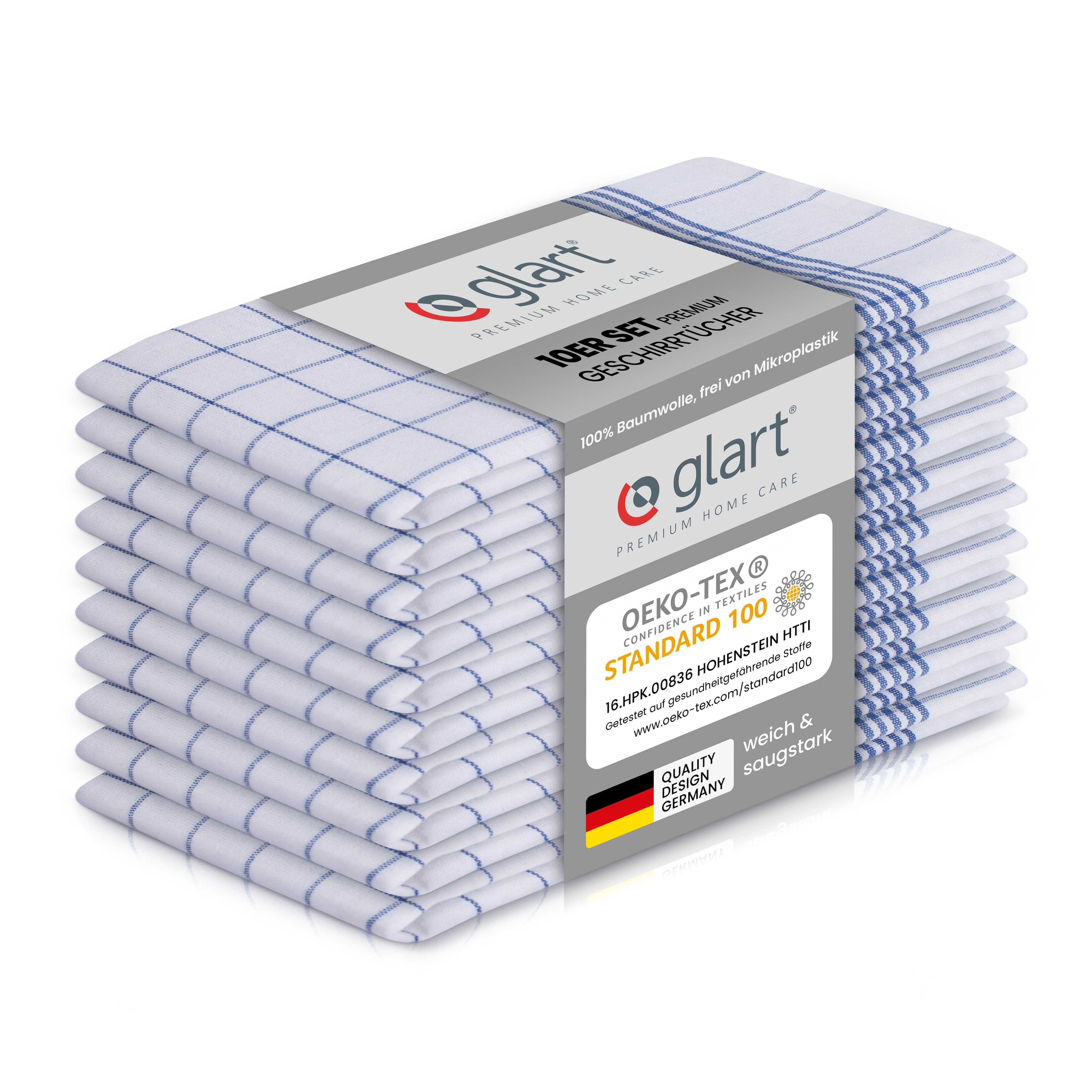 glart-geschirrt-cher-50x70-cm-10er-set-blau-karo-baumwolle image 1