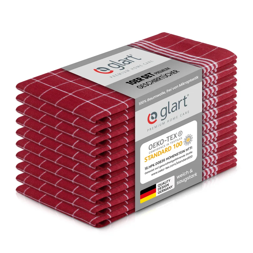 glart-geschirrt-cher-10er-set-50x70-cm-baumwolle-rot image 1
