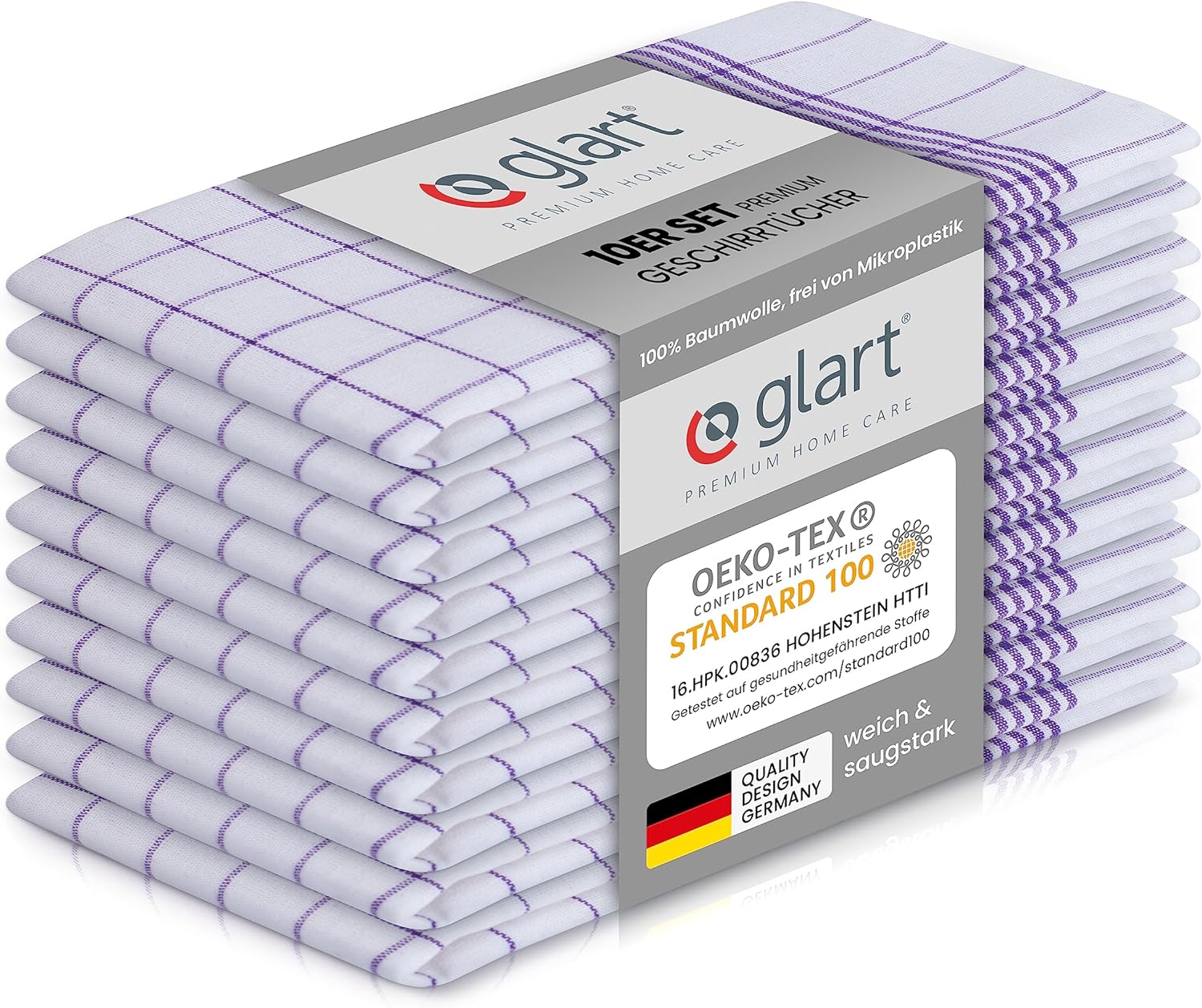 glart-geschirrt-cher-50x70-10er-set-baumwolle-lila-karo-saugstark image 1